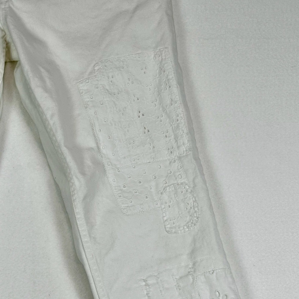 Lauren Ralph Lauren Womens White Eyelet Patchwork Distressed Straight‎ Jeans 4 - Picture 10 of 15